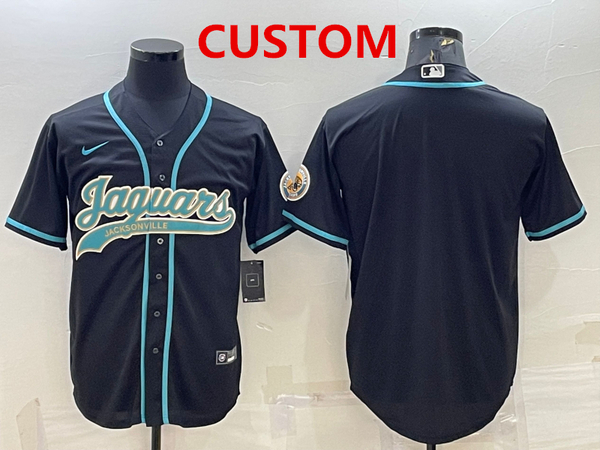 Mens Jacksonville Jaguars Custom Black With Patch Cool Base Stitched Baseball Jersey->customized nfl jersey->Custom Jersey